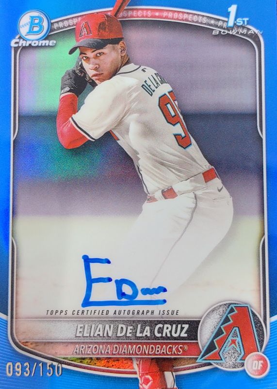 Elian De La Cruz 2025 Bowman Chrome #CPA-ED Prospect Auto - Blue Refractor /150 (1st) BGS 9.5