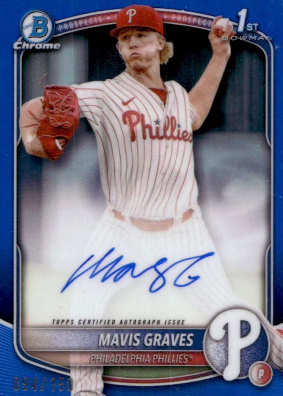 Mavis Graves 2025 Bowman Chrome #CPA-MG Prospect Auto - Blue Refractor ...