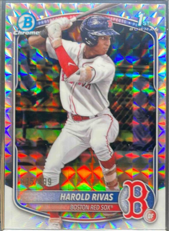 Harold Rivas 2025 Bowman Chrome #BCP-216 Chrome Prospects - Geometric Refractor /150 RAW
