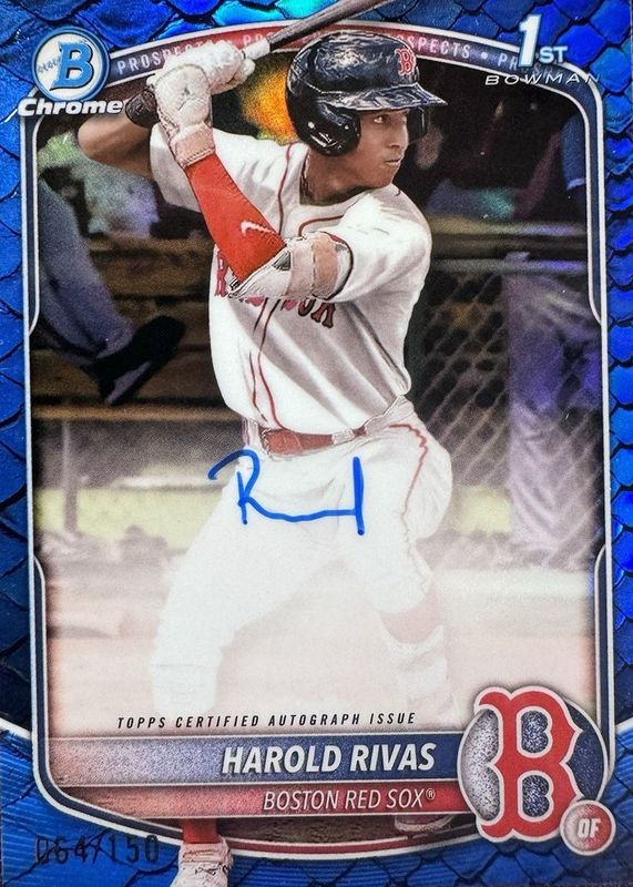 Harold Rivas 2025 Bowman Chrome #CPA-HR Prospect Auto - Reptilian Blue Refractor /150 (1st) RAW