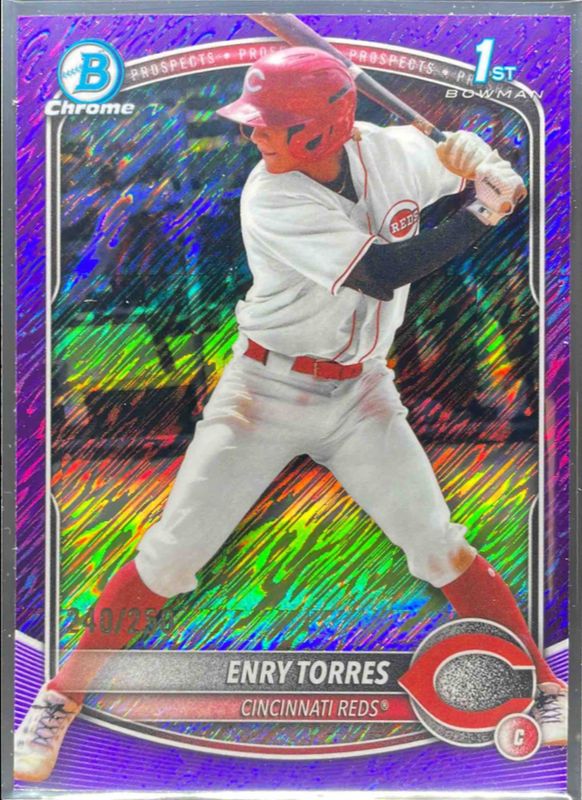 Enry Torres 2025 Bowman Chrome #BCP-168 Chrome Prospects - Purple Shimmer Refractor /25 RAW