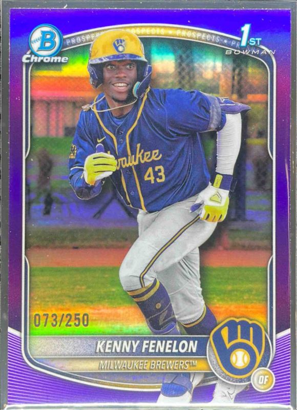 Kenny Fenelon 2025 Bowman Chrome #BCP-190 Chrome Prospects - Purple Refractor /25 RAW