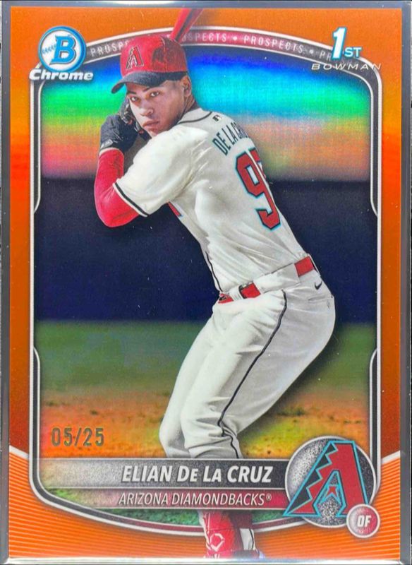 Elian De La Cruz 2025 Bowman Chrome #BCP-249 Chrome Prospects - Orange Refractor /75 RAW
