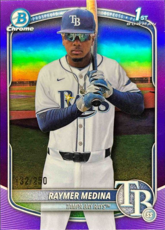 Raymer Medina 2025 Bowman Chrome #BCP-175 Chrome Prospects - Purple Refractor /25 RAW