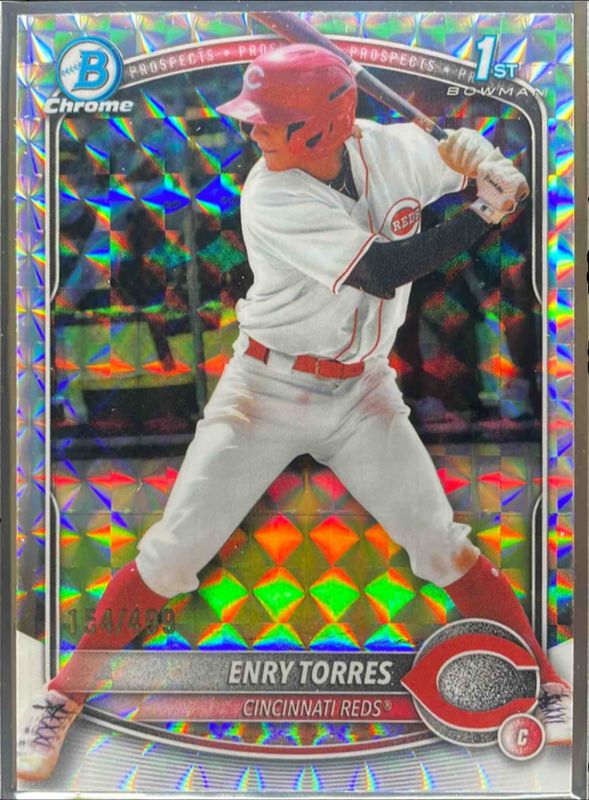 Enry Torres 2025 Bowman Chrome #BCP-168 Chrome Prospects - Geometric Refractor /150 RAW