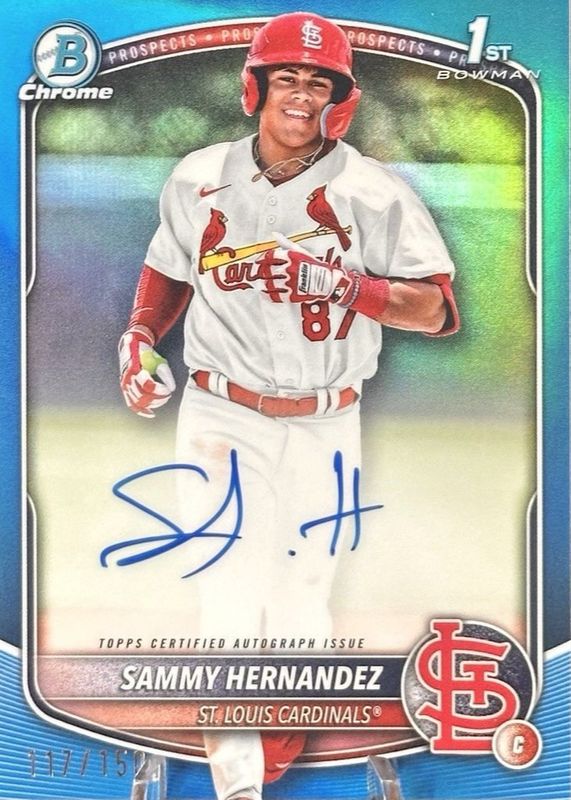 Sammy Hernandez 2025 Bowman Chrome #CPA-SH Prospect Auto - Blue Refractor /150 (1st) RAW