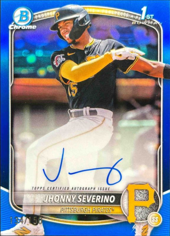 Jhonny Severino 2025 Bowman Chrome #CPA-JS Prospect Auto - Blue Refractor /150 (1st) RAW