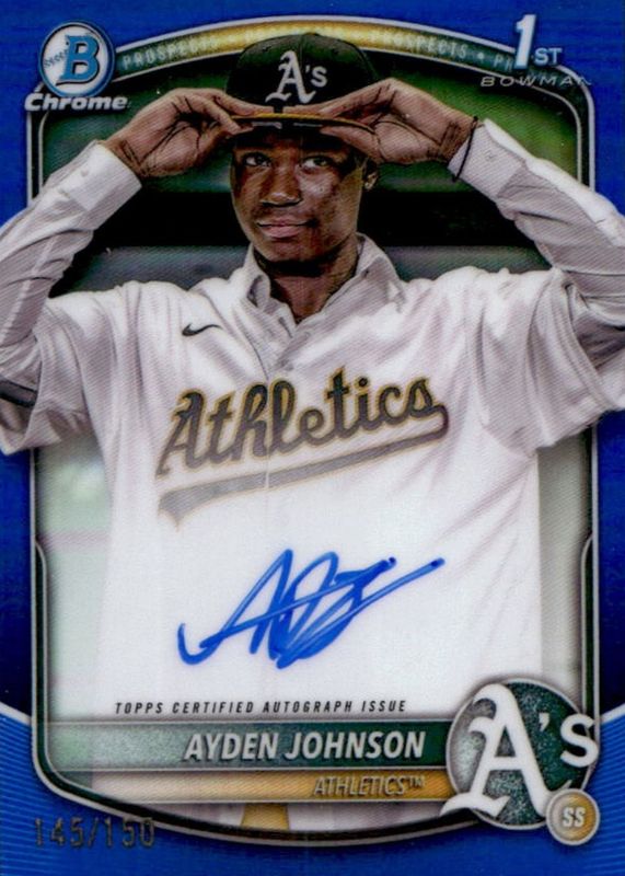 2025 Bowman Chrome #CPA-AJ Prospect Auto - Blue Refractor /150 (1st)