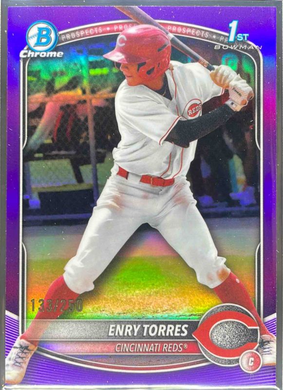 Enry Torres 2025 Bowman Chrome #BCP-168 Chrome Prospects - Purple Refractor /25 RAW