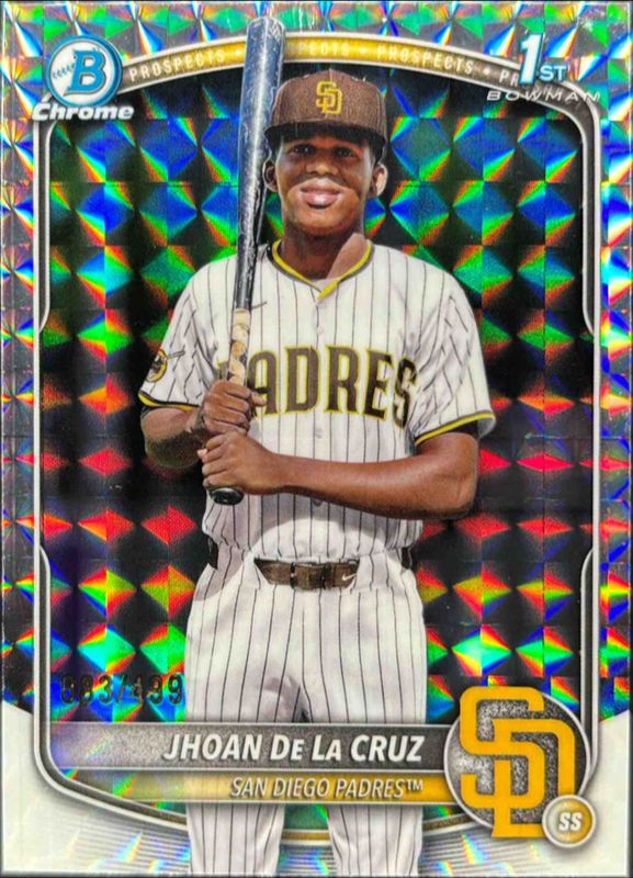 Jhoan De La Cruz 2025 Bowman Chrome #BCP-223 Chrome Prospects - Geometric Refractor /150 RAW