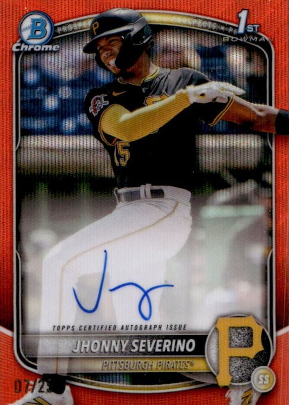 Jhonny Severino 2025 Bowman Chrome #CPA-JS Prospect Auto - Orange Wave Refractor /25 (1st) RAW