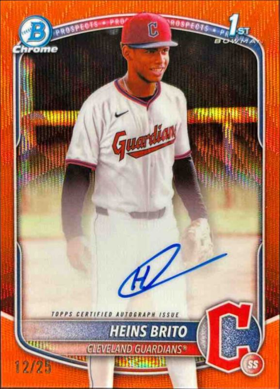 Heins Brito 2025 Bowman Chrome #CPA-HB Prospect Auto - Orange Wave Refractor /25 (1st) RAW