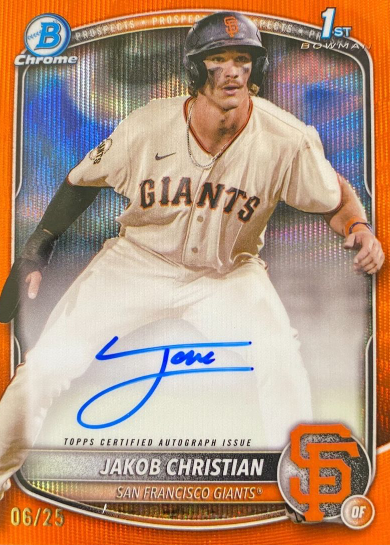Jakob Christian 2025 Bowman Chrome #CPA-JCH Prospect Auto - Orange