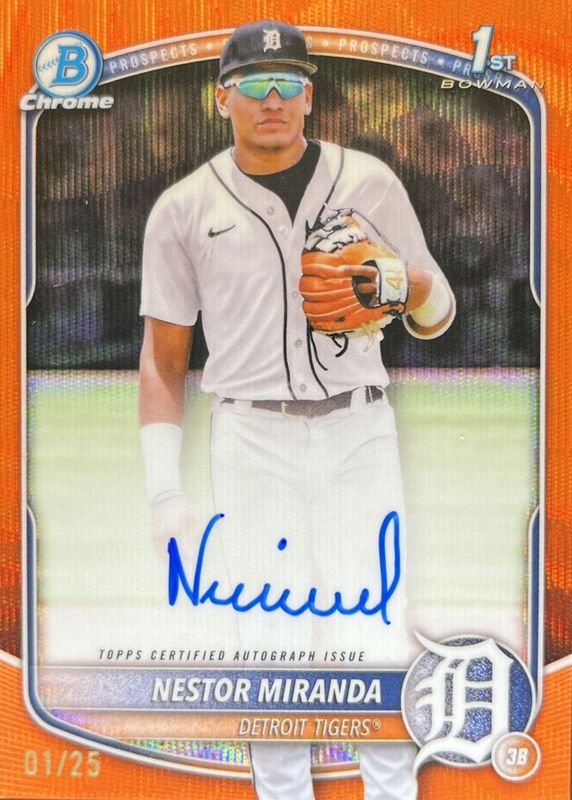 Nestor Miranda 2025 Bowman Chrome #CPA-NM Prospect Auto - Orange Wave Refractor /25 (1st) RAW