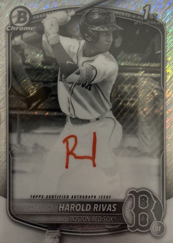 Harold Rivas 2025 Bowman Chrome #CPA-HR Prospect Auto - Black & White Shimmer Refractor (1st) RAW
