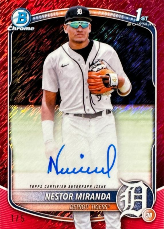 Nestor Miranda 2025 Bowman Chrome #CPA-NM Prospect Auto - Red Shimmer Refractor /5 (1st) RAW