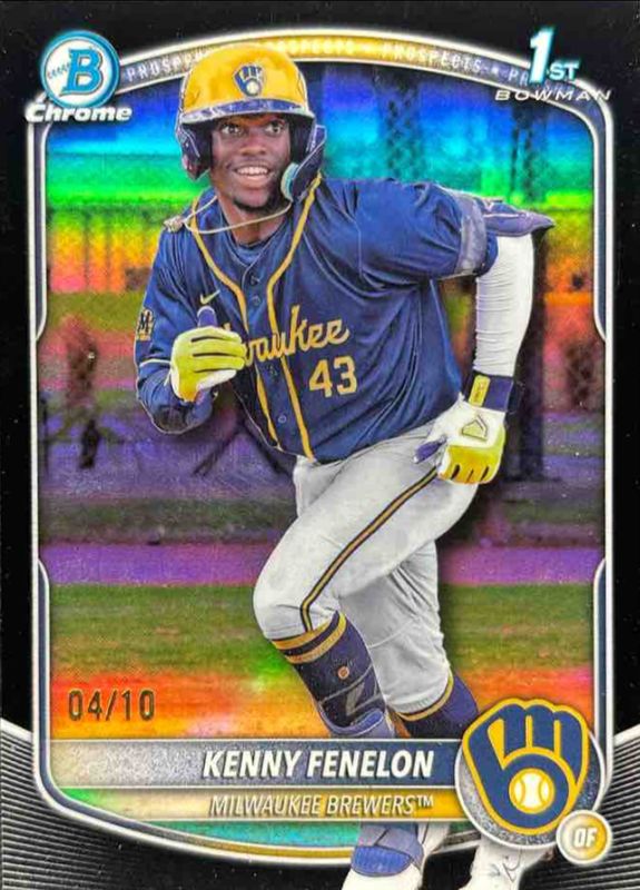 Kenny Fenelon 2025 Bowman Chrome #BCP-190 Chrome Prospects - Black Refractor /299 RAW