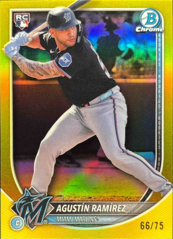 Agustin Ramirez 2025 Bowman Chrome #91 Yellow Refractor /75 Rookie RAW