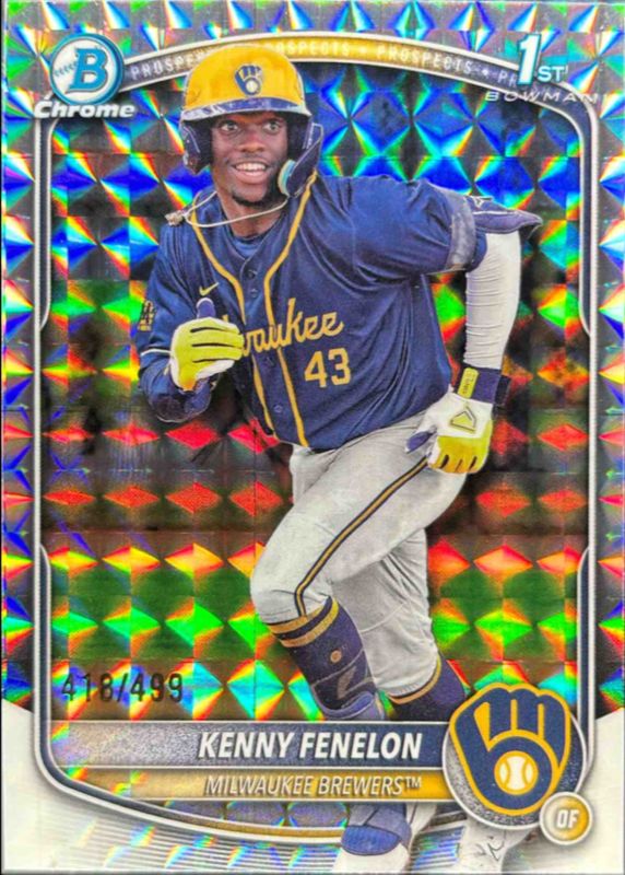 Kenny Fenelon 2025 Bowman Chrome #BCP-190 Chrome Prospects - Geometric Refractor /150 RAW