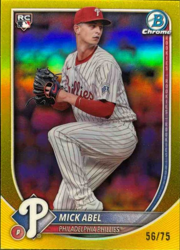 Mick Abel 2025 Bowman Chrome #11 Yellow Refractor /75 Rookie RAW