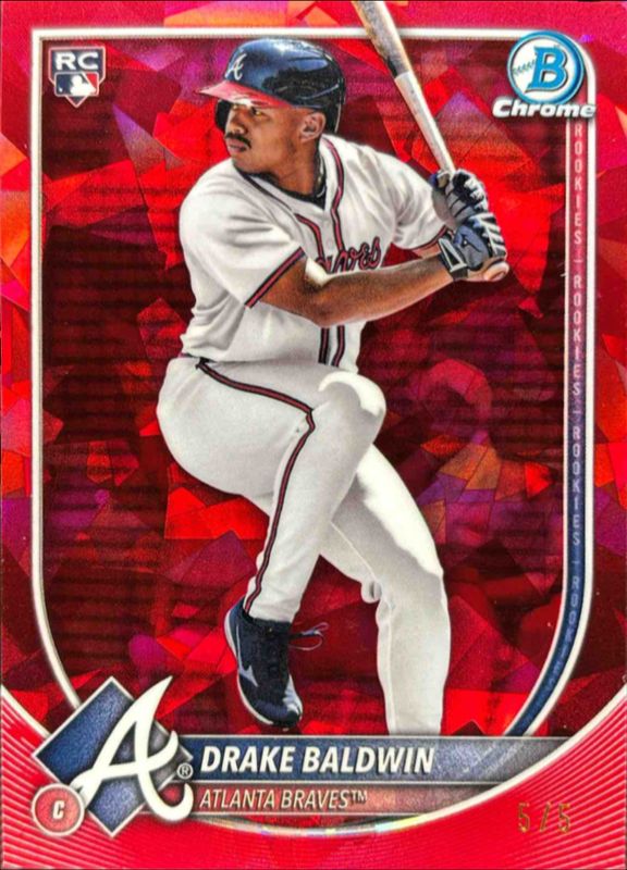 Drake Baldwin 2025 Bowman Chrome #75 Red Refractor /5 Rookie RAW