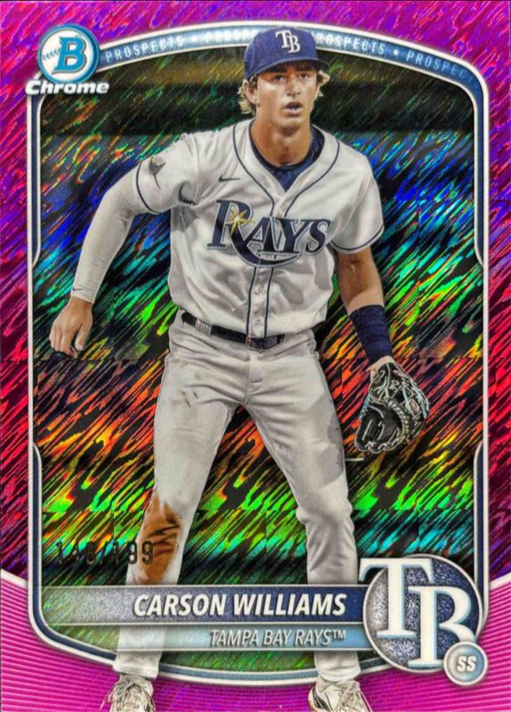 Carson Williams 2025 Bowman Chrome #BCP-234 Chrome Prospects - Fuchsia Shimmer Refractor /150 RAW