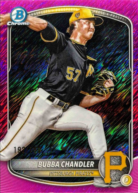 Bubba Chandler 2025 Bowman Chrome #BCP-171 Chrome Prospects - Fuchsia Shimmer Refractor /150 RAW