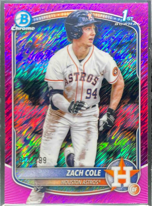 Zach Cole 2025 Bowman Chrome #BCP-244 Chrome Prospects - Fuchsia Shimmer Refractor /150 RAW