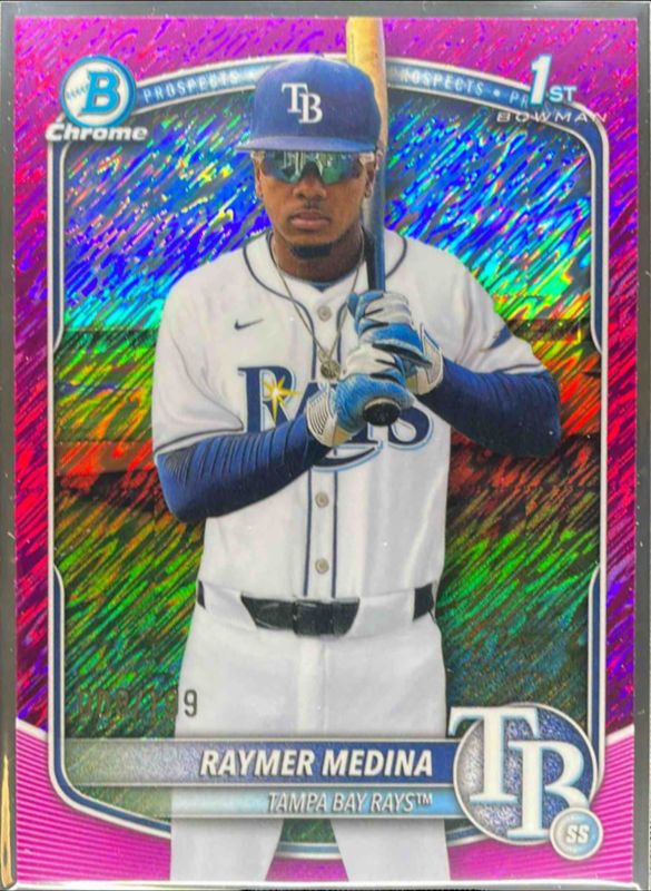 Raymer Medina 2025 Bowman Chrome #BCP-175 Chrome Prospects - Fuchsia Shimmer Refractor /150 RAW