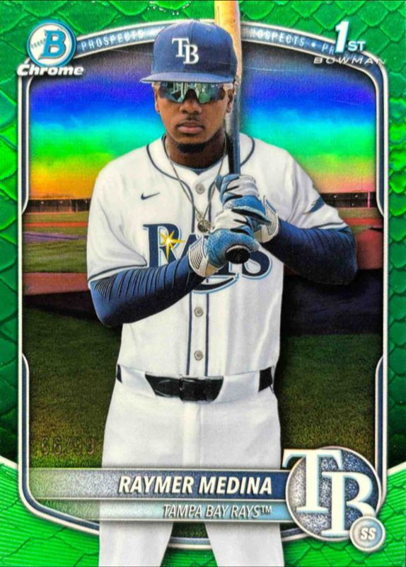 Raymer Medina 2025 Bowman Chrome #BCP-175 Chrome Prospects - Reptilian Green Refractor /5 RAW