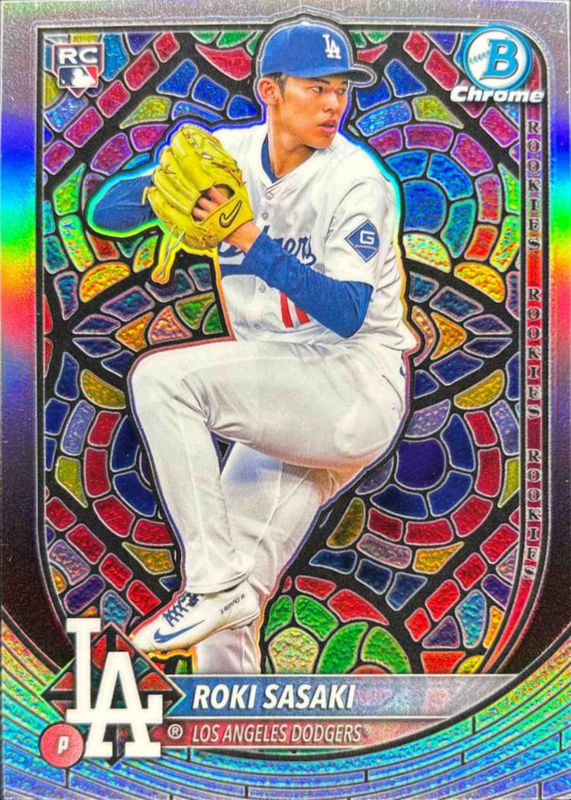 Roki Sasaki 2025 Bowman Chrome #12 Etched in Glass Variation Rookie RAW