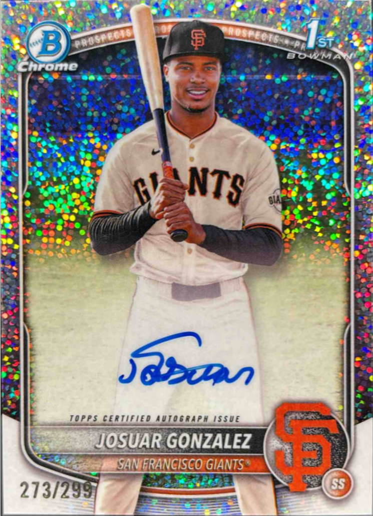 Josuar Gonzalez 2025 Bowman Chrome #CPA-JD Prospect Auto - Speckle