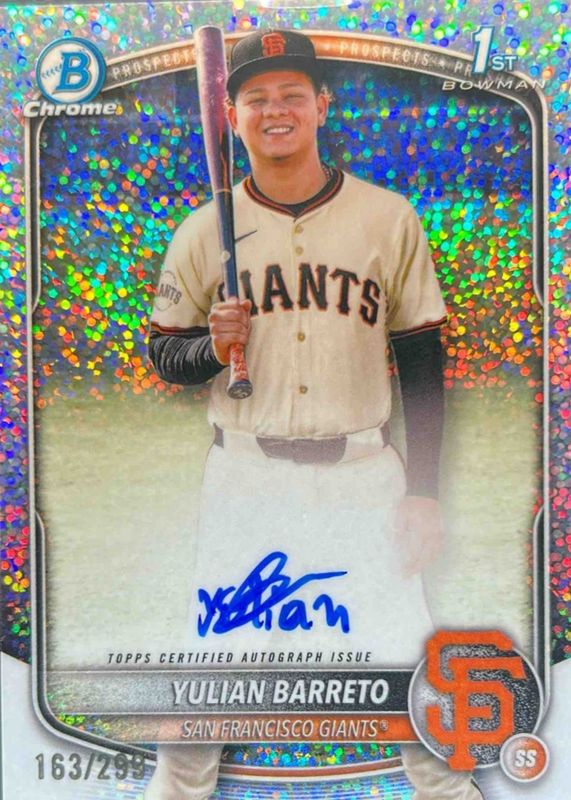 Yulian Barreto 2025 Bowman Chrome #CPA-YU Prospect Auto - Speckle Refractor /299 (1st) RAW