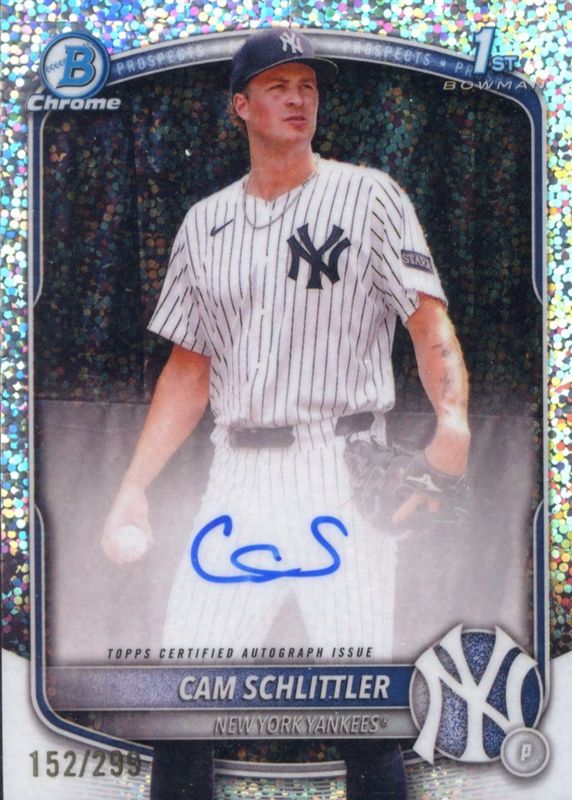 Cam Schlittler 2025 Bowman Chrome #CPA-CSC Prospect Auto - Speckle Refractor /299 (1st) RAW
