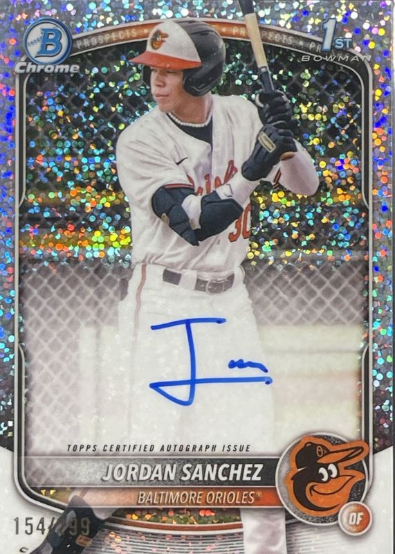 Jordan Sanchez 2025 Bowman Chrome #CPA-JOS Prospect Auto - Speckle Refractor /299 (1st) RAW