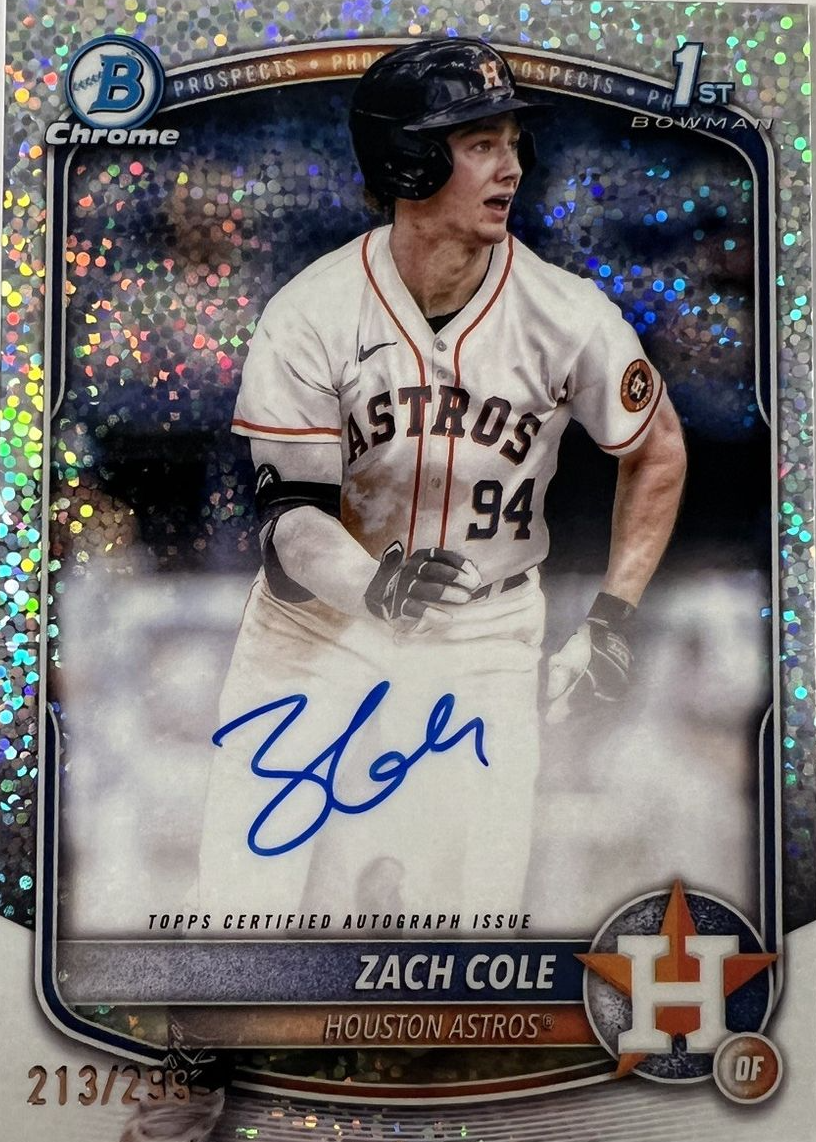 Zach Cole 2025 Bowman Chrome #CPA-ZC Prospect Auto - Speckle