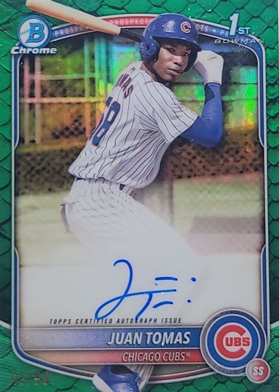 Juan Tomas 2025 Bowman Chrome #CPA-JT Prospect Auto - Reptilian Green Refractor /99 (1st) RAW