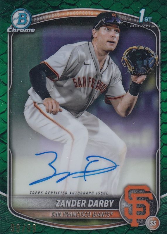 2025 Bowman Chrome #CPA-ZD Prospect Auto - Reptilian Green Refractor /99 (1st)