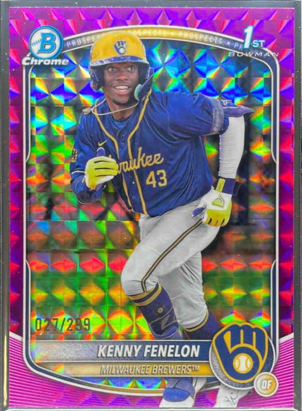 Kenny Fenelon 2025 Bowman Chrome #BCP-190 Chrome Prospects - Fuchsia Geometric Refractor /250 RAW