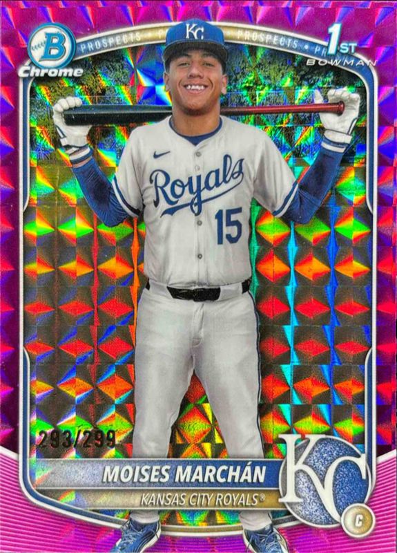 Moises Marchan 2025 Bowman Chrome #BCP-242 Chrome Prospects - Fuchsia Geometric Refractor /250 RAW