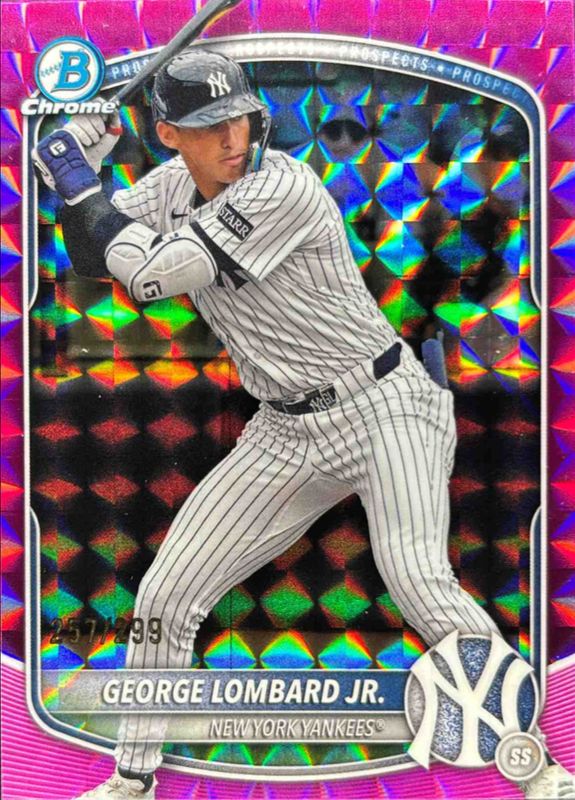 George Lombard 2025 Bowman Chrome #BCP-164 Chrome Prospects - Fuchsia Geometric Refractor /299 RAW