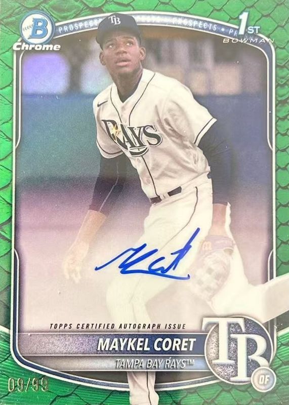 Maykel Coret 2025 Bowman Chrome #CPA-MC Prospect Auto - Reptilian Green Refractor /99 (1st) RAW