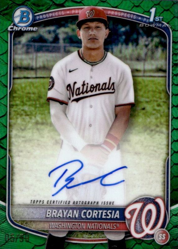 2025 Bowman Chrome #CPA-BC Prospect Auto - Reptilian Green Refractor /99 (1st)