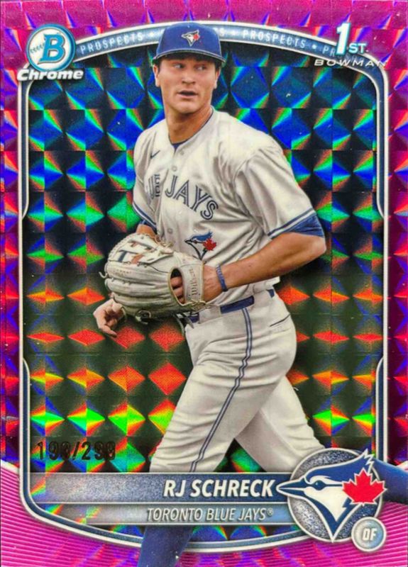 RJ Schreck 2025 Bowman Chrome #BCP-181 Chrome Prospects - Fuchsia Geometric Refractor /250 RAW