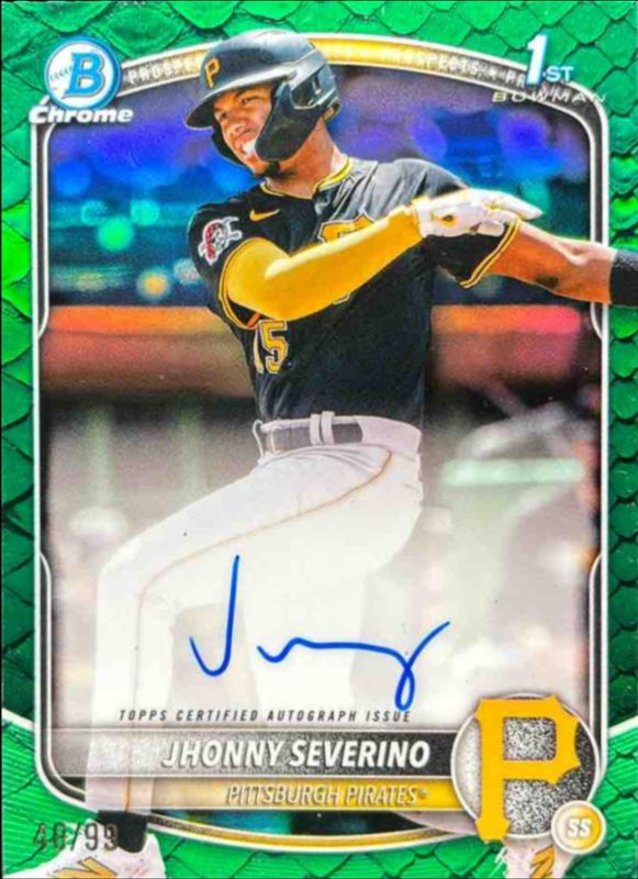 Jhonny Severino 2025 Bowman Chrome #CPA-JS Prospect Auto - Reptilian Green Refractor /99 (1st) RAW