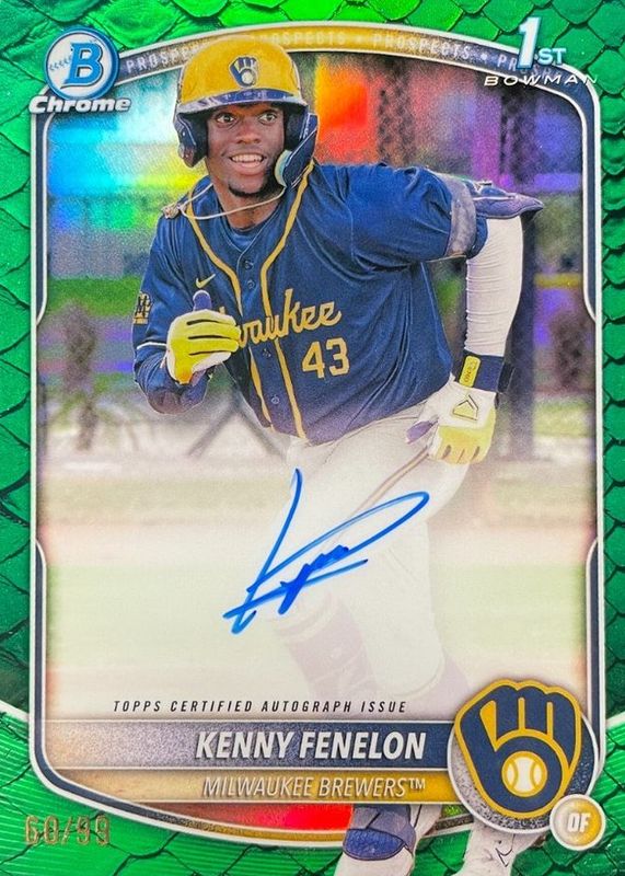 2025 Bowman Chrome #CPA-KF Prospect Auto - Reptilian Green Refractor /99 (1st)