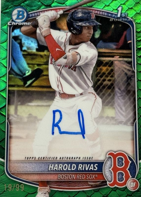 Harold Rivas 2025 Bowman Chrome #CPA-HR Prospect Auto - Reptilian Green Refractor /99 (1st) RAW
