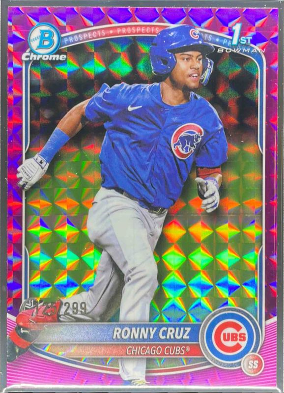 Ronny Cruz 2025 Bowman Chrome #BCP-213 Chrome Prospects - Fuchsia Geometric Refractor /250 RAW