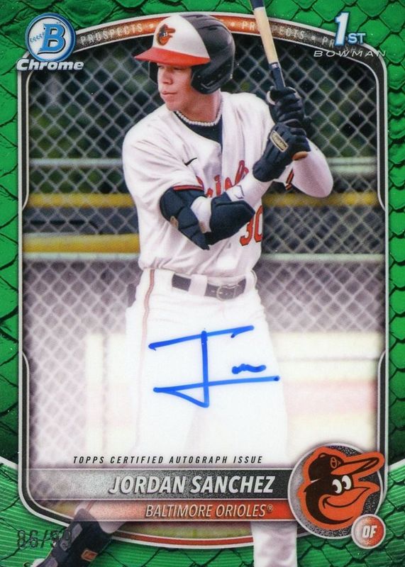 Jordan Sanchez 2025 Bowman Chrome #CPA-JOS Prospect Auto - Reptilian Green Refractor /99 (1st) RAW
