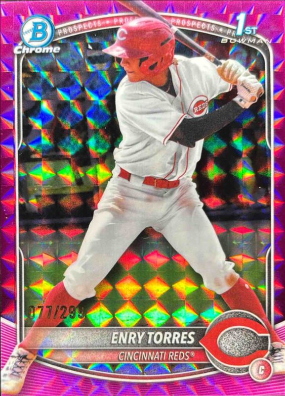 Enry Torres 2025 Bowman Chrome #BCP-168 Chrome Prospects - Fuchsia Geometric Refractor /250 RAW